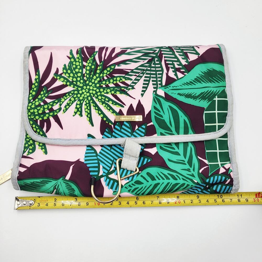 Sophia Joy Tropical Pink Green Multicolored Hanging Travel Makeup Cosmetic Bag - Picture 8 of 9